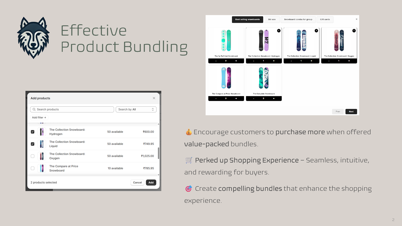 Creation of bundles with intuitive experience for store owners
