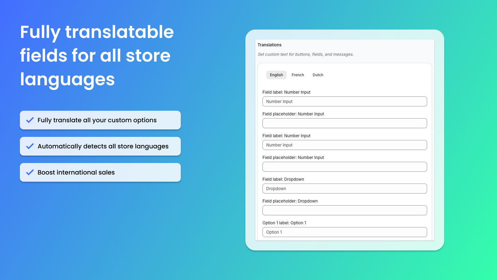 Fully translatable option fields