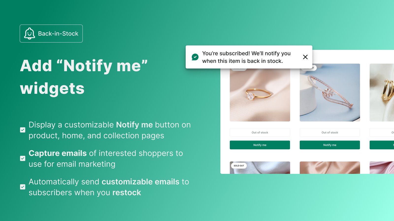 Back in stock notifications for shopify stores