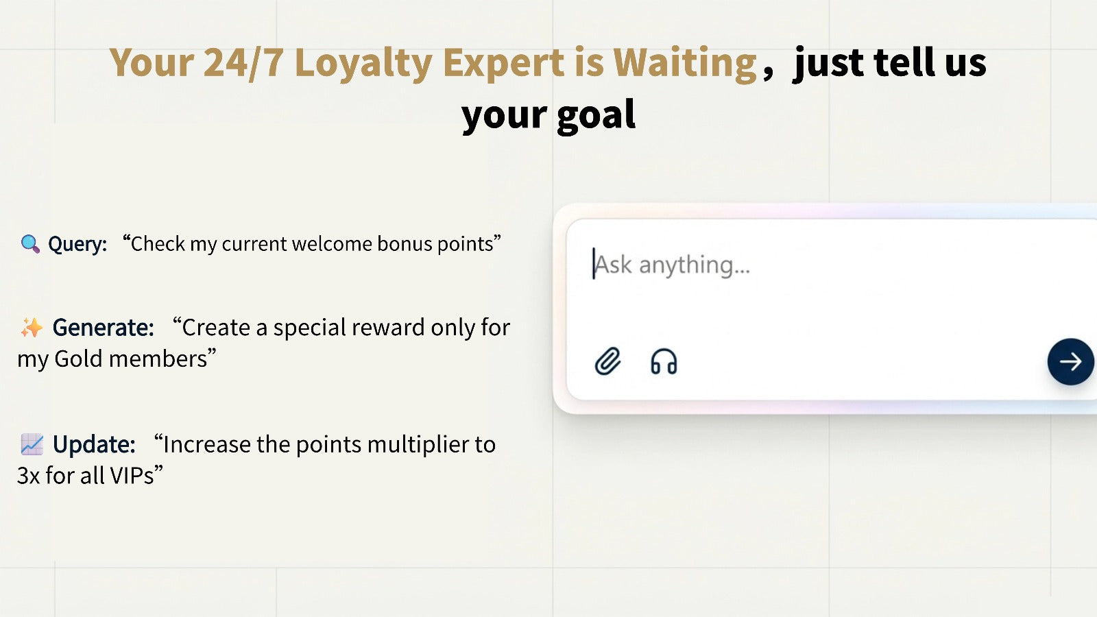 24/7 AI loyalty expert: Query, generate, update via text command