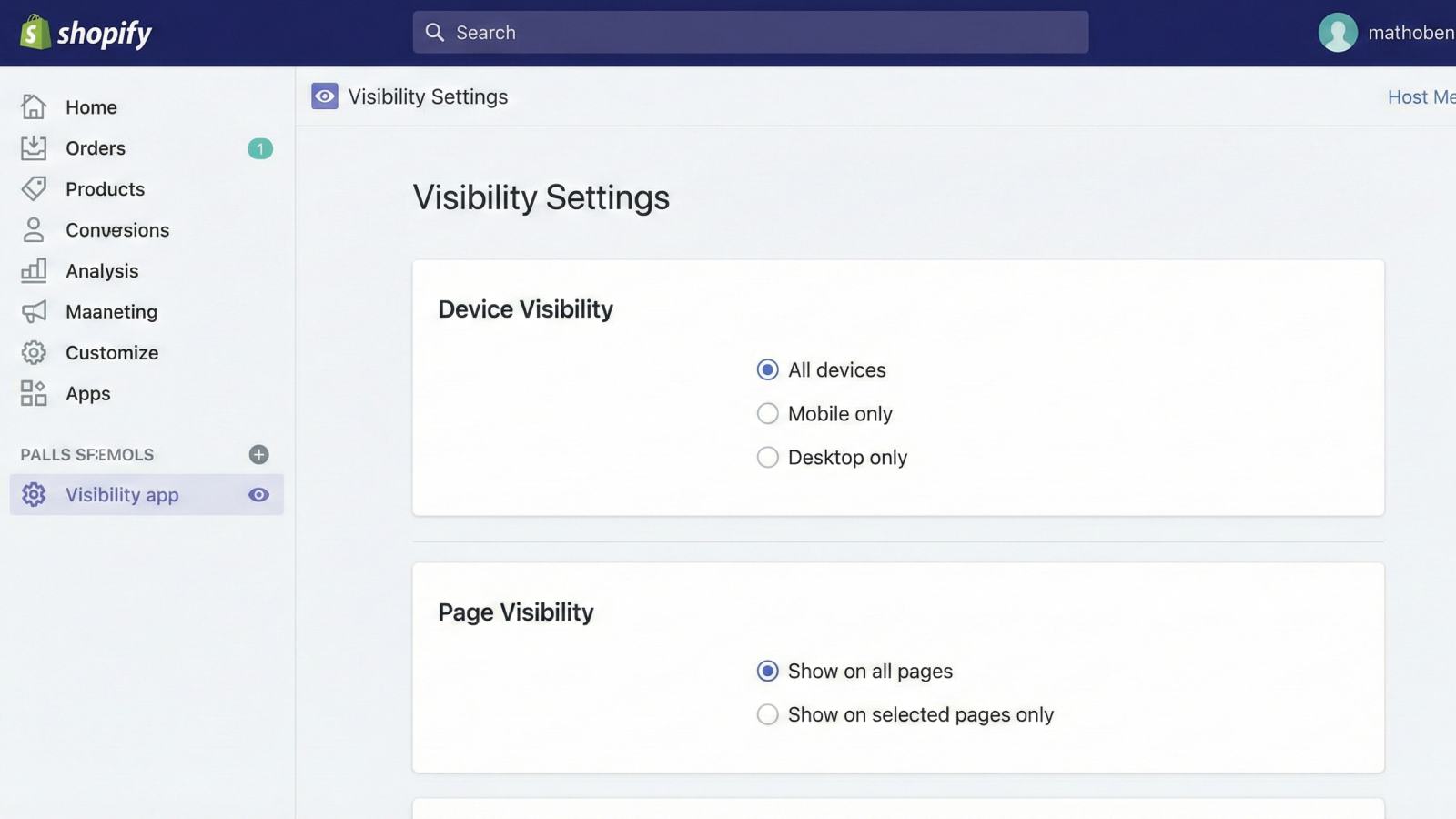 Controlling widget visibility on different devices and pages.