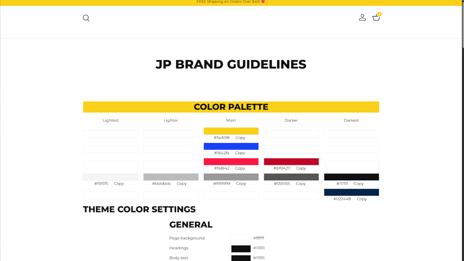 Image of section on the online store