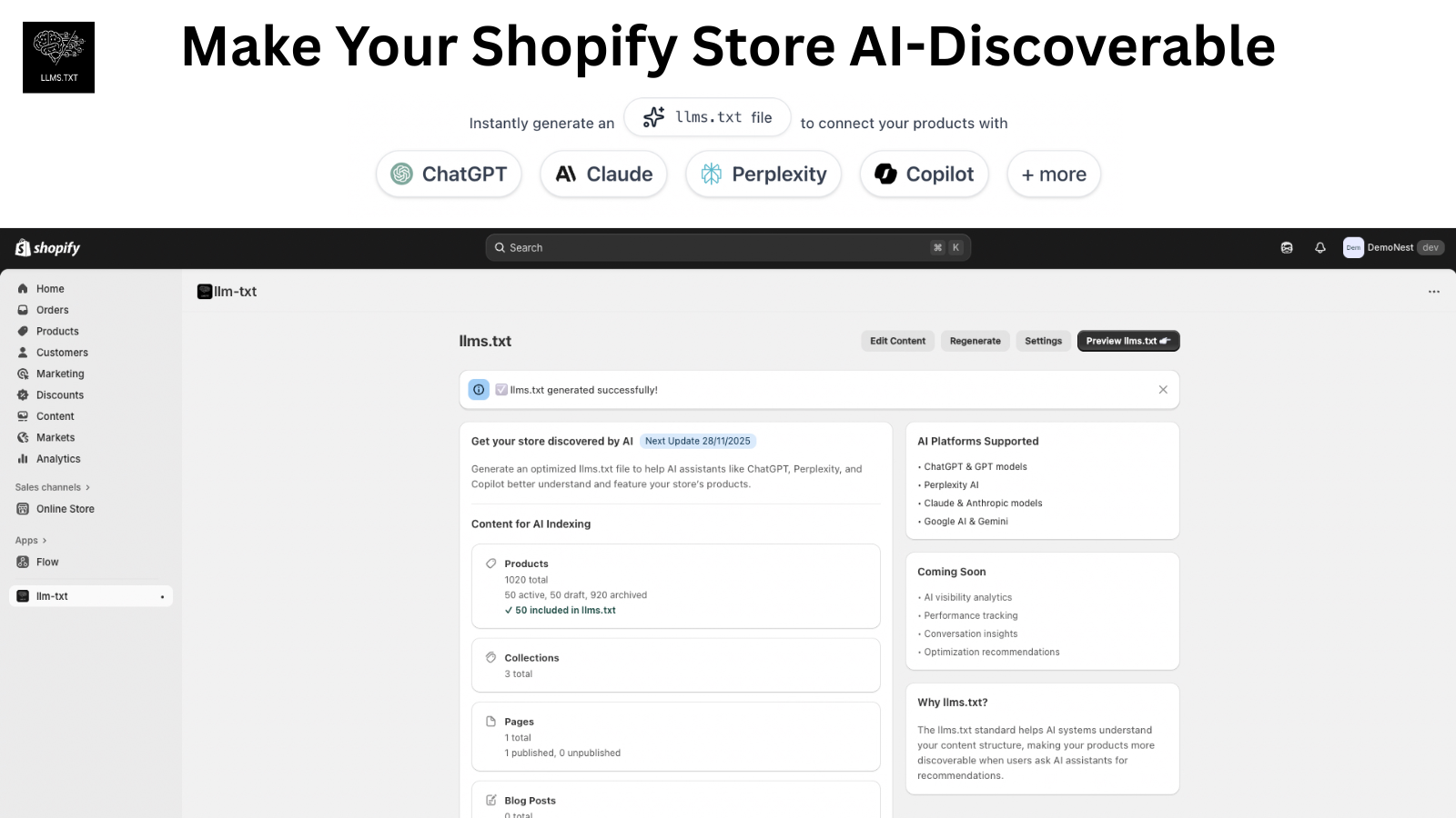 Make your shopify Store AI-Discoverable