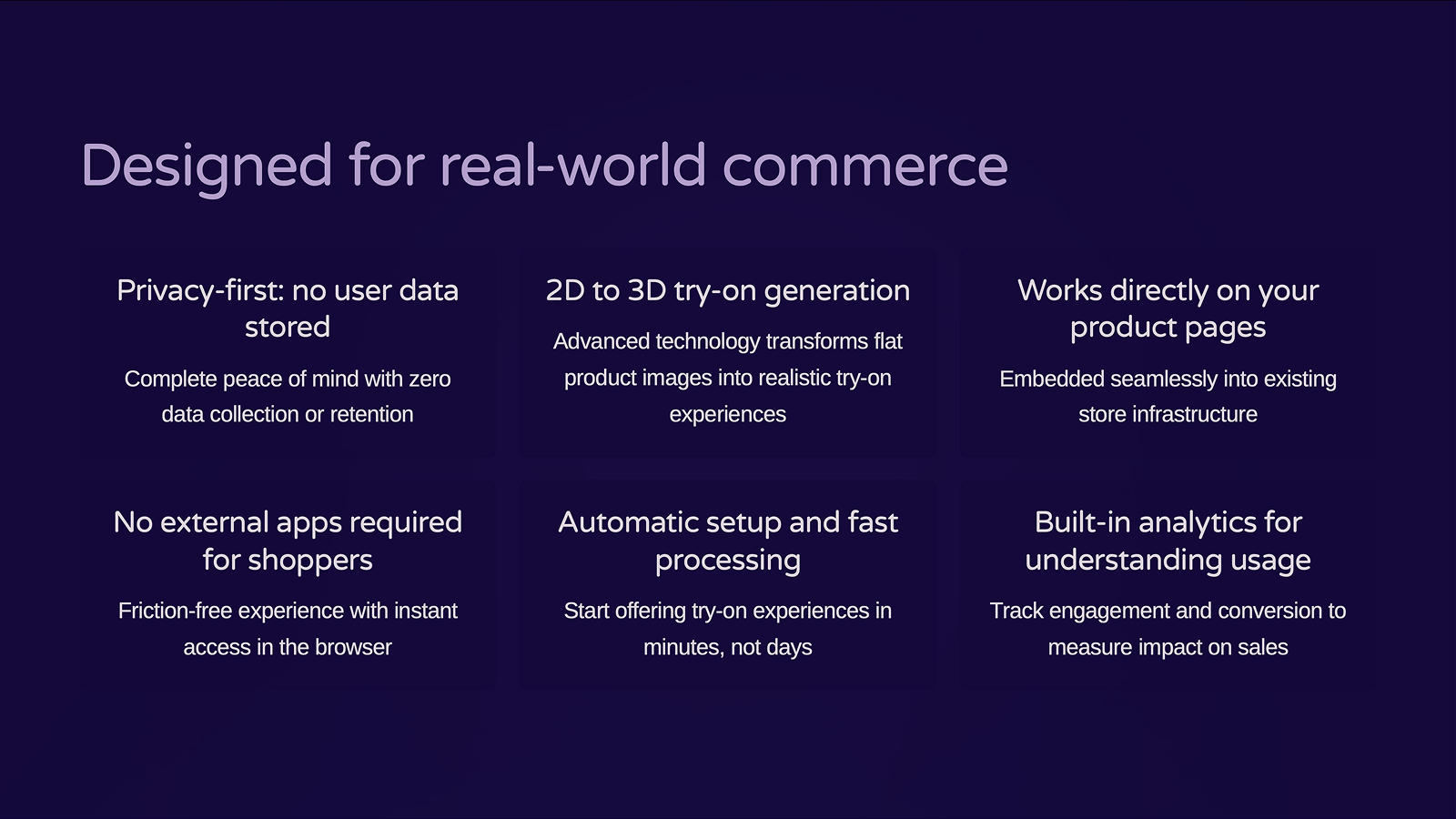 Steps showing how merchants set up eyewear try-on