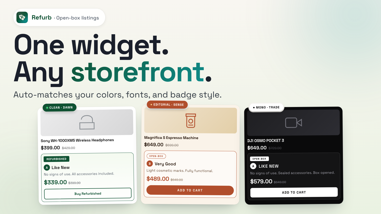 One widget any storefront