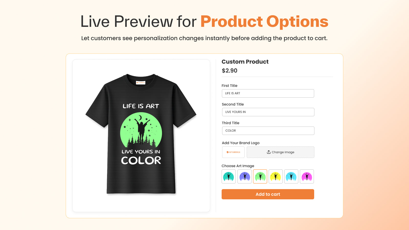 Live Preview for Product Options