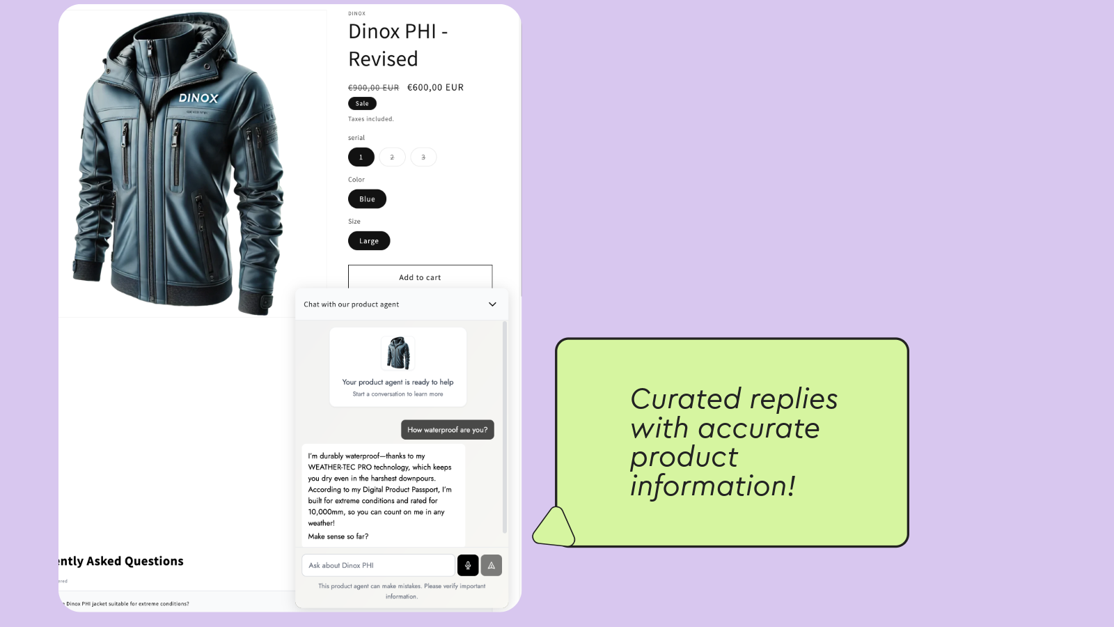 Example of a response from the agent