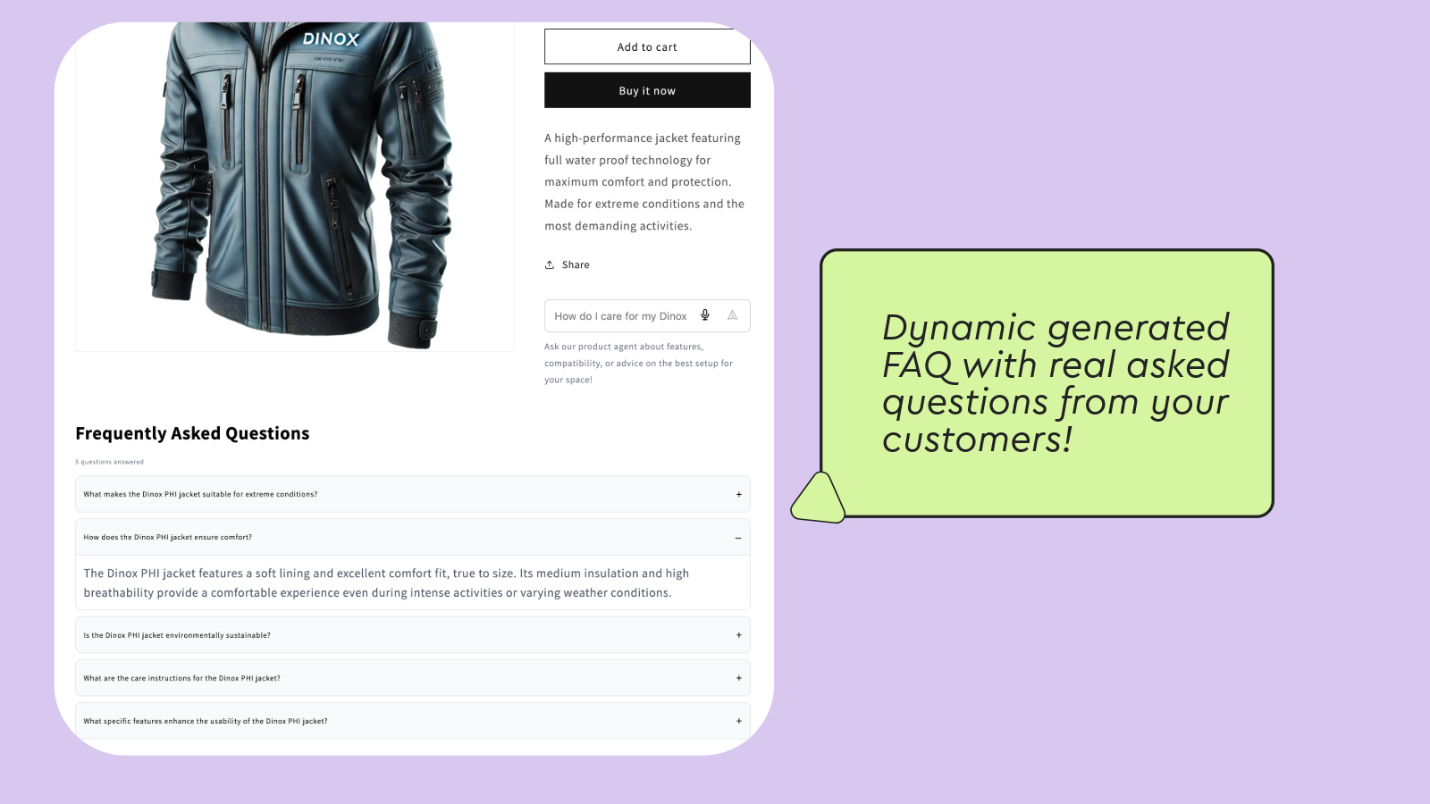 Example of the dynamic FAQ