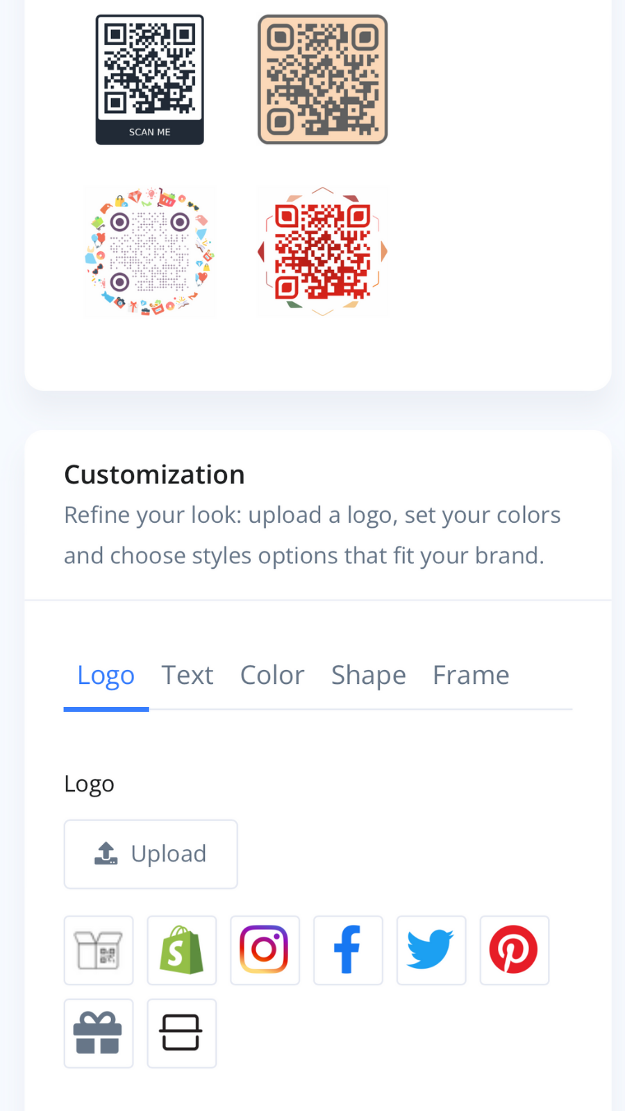 Create dynamic QR codes with your color and icon. Link anywhere.