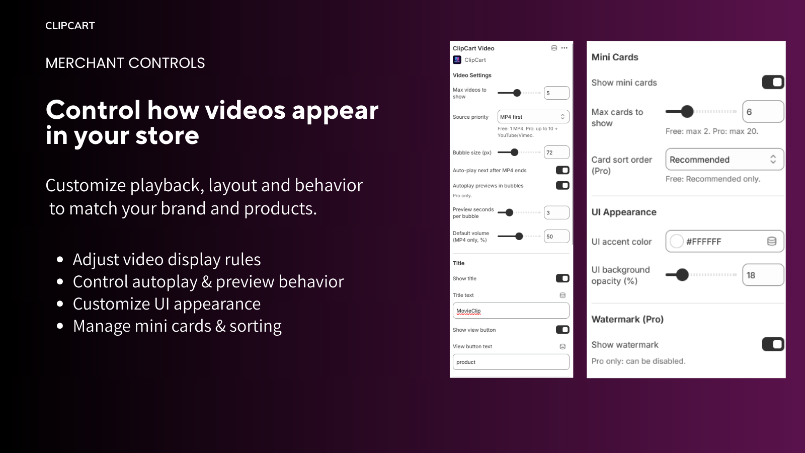 Control how videos appear in your store