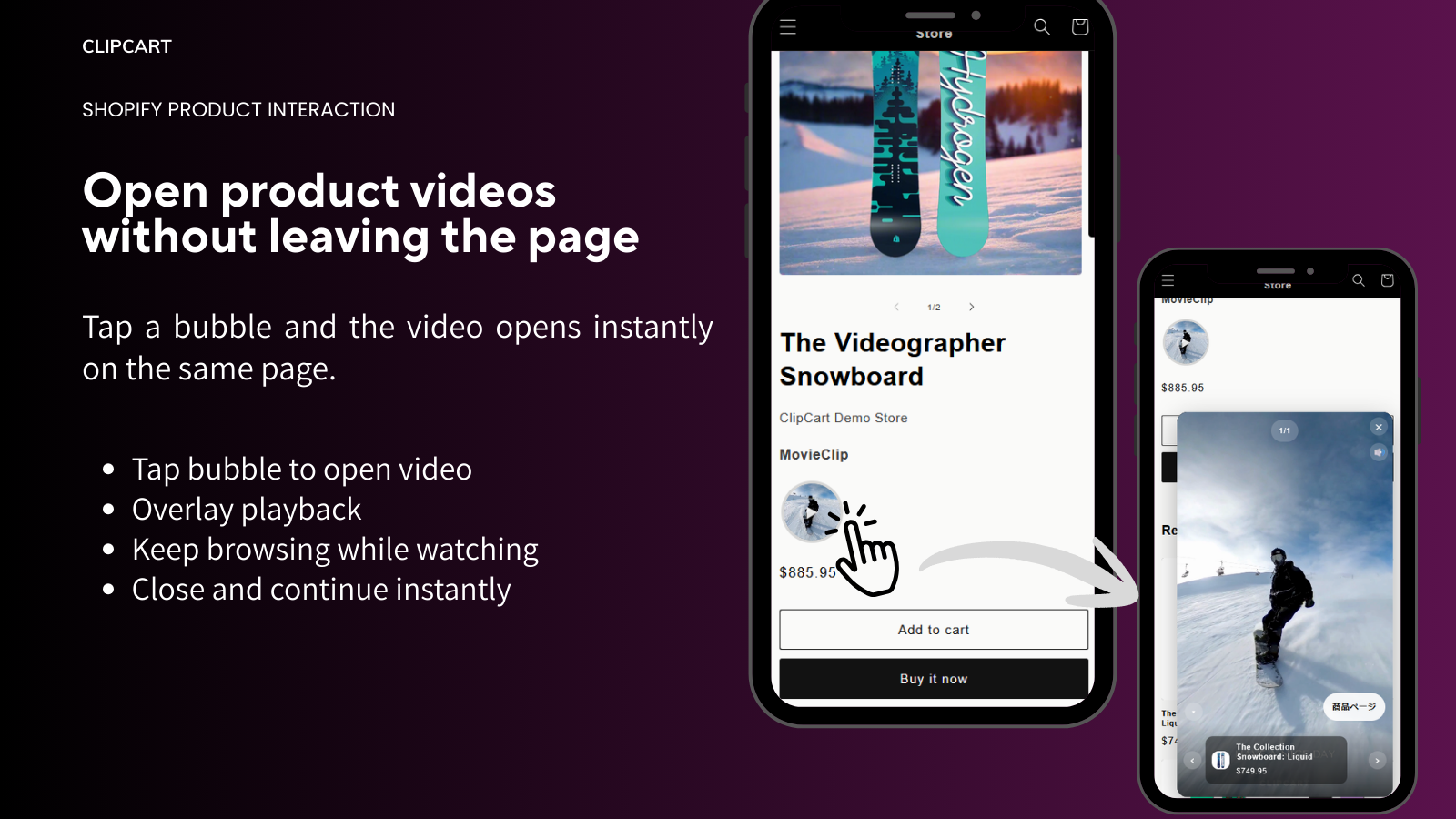 Open product videos without leaving the page