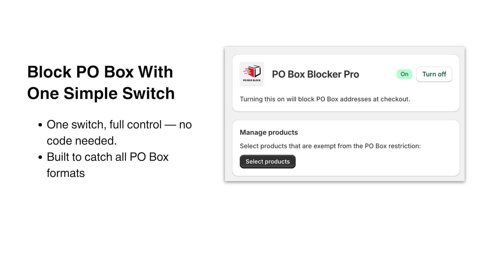 Simple PO Box blocking with advanced app features