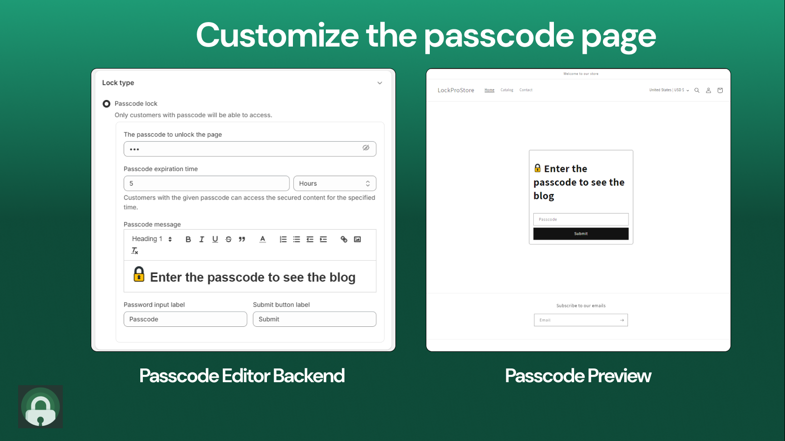 Edit your passcode page with ease