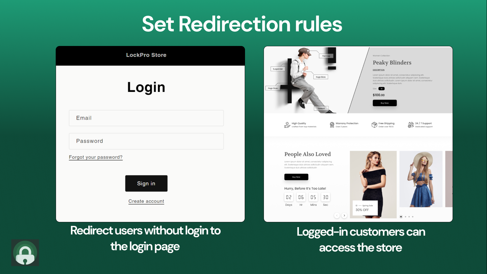 Redirection rules for users without login