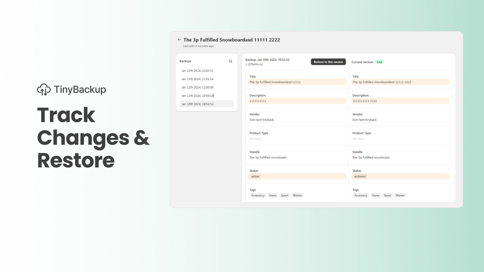 Views highlighting updates and changes.