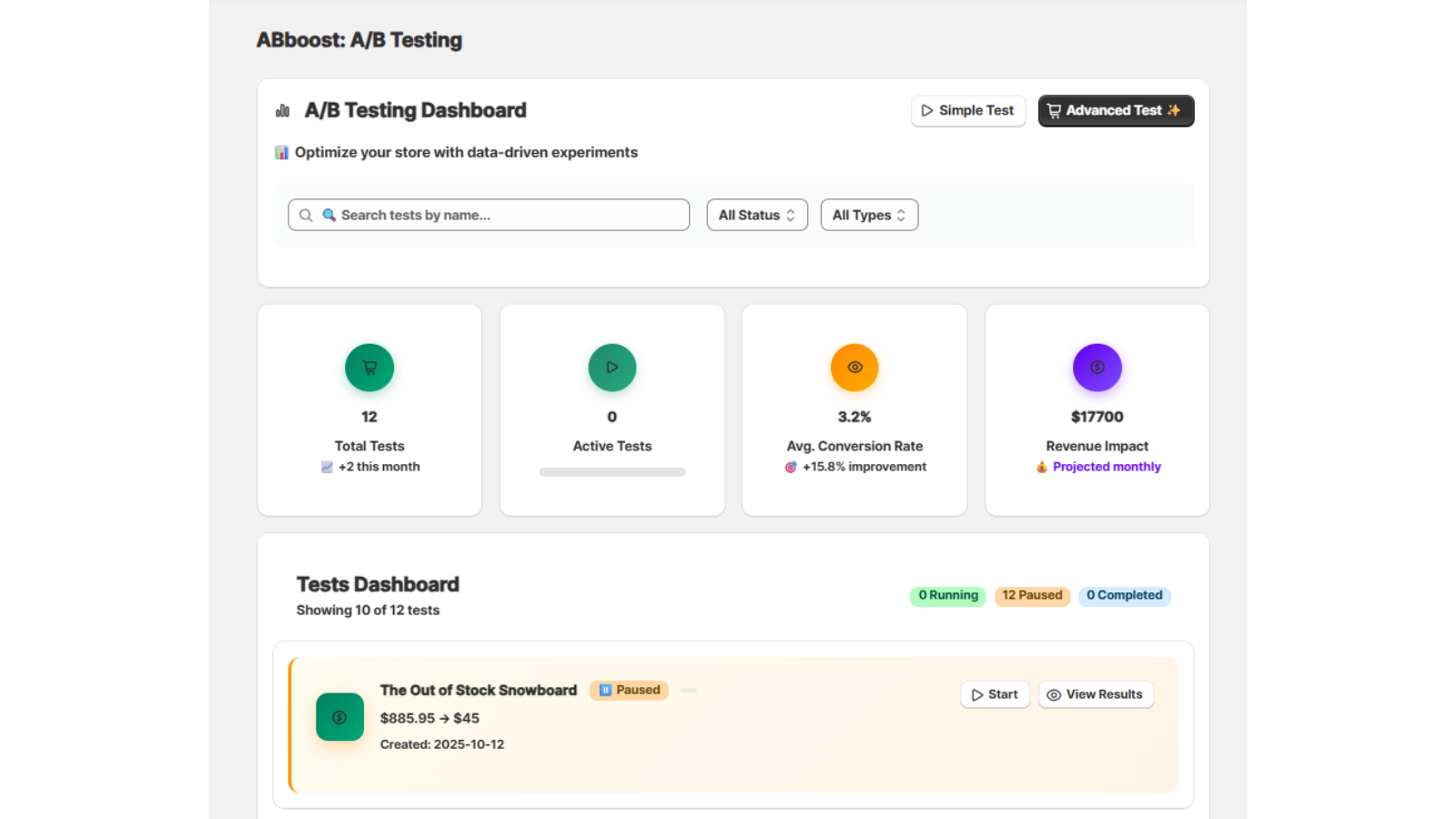 Boost your sales with data-driven experiments. Monitor every tes