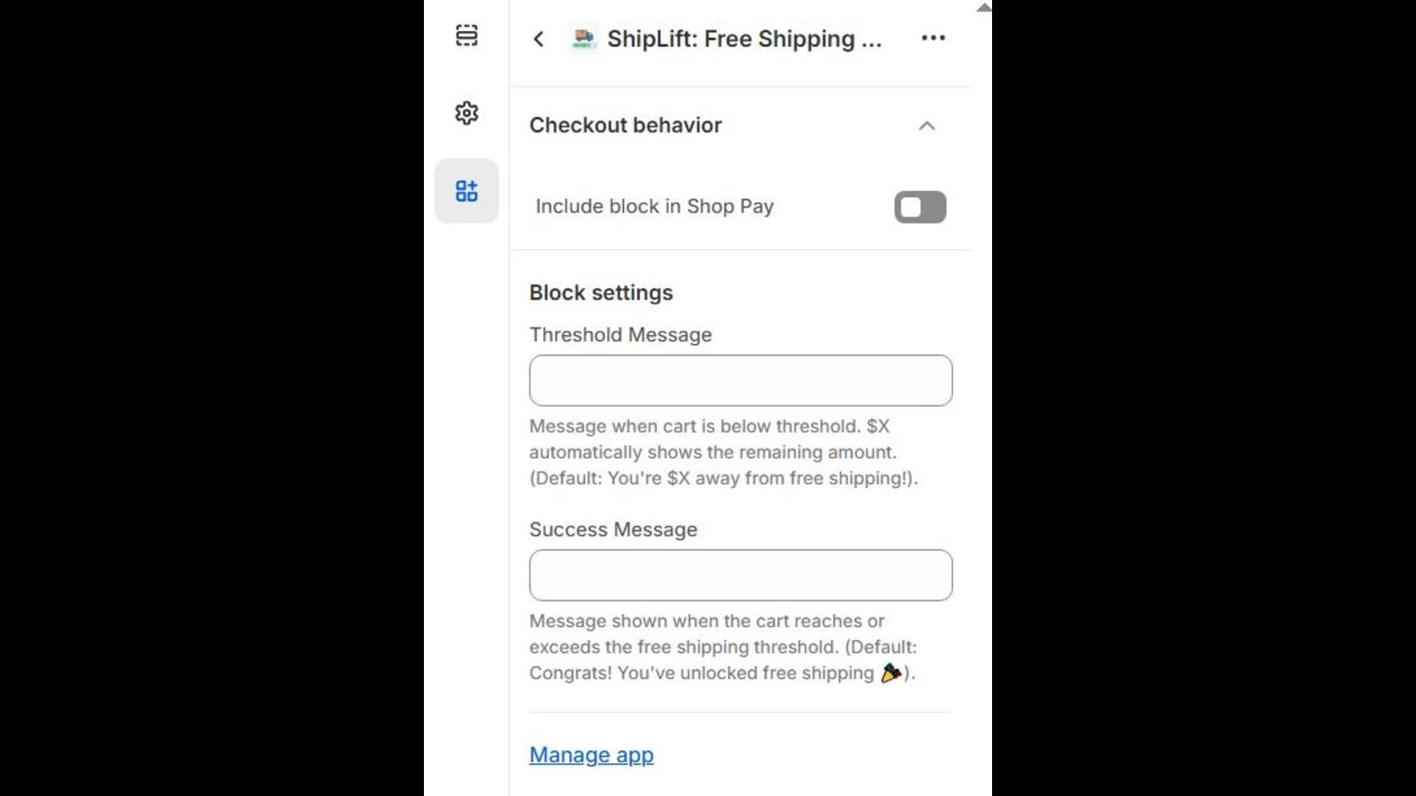 Easy configuration in Shopify checkout editor.