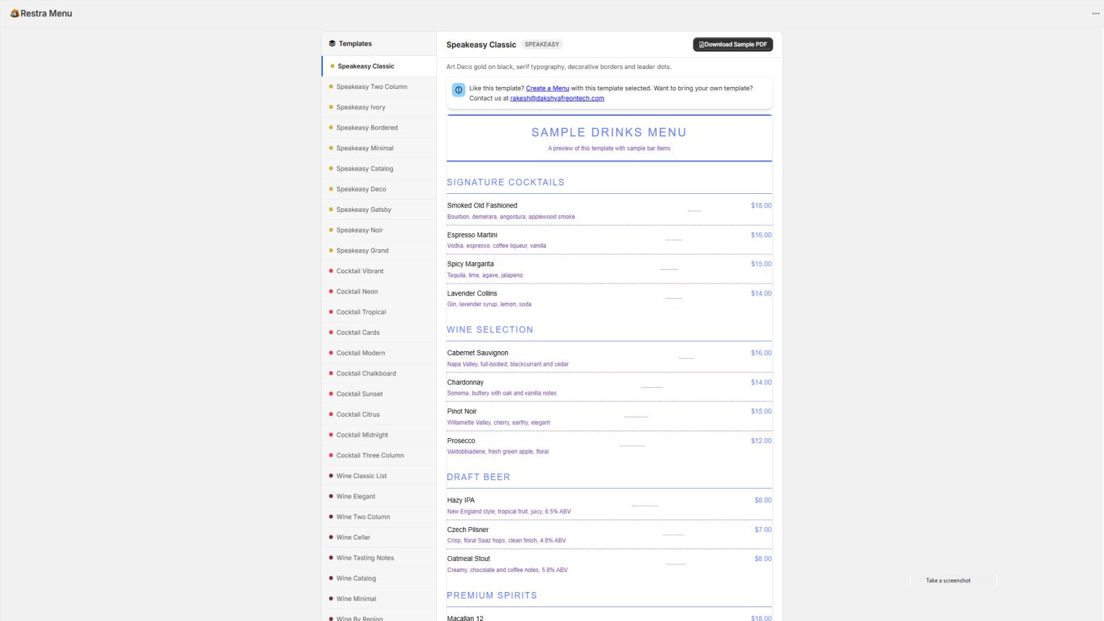 Choose from dynamic template