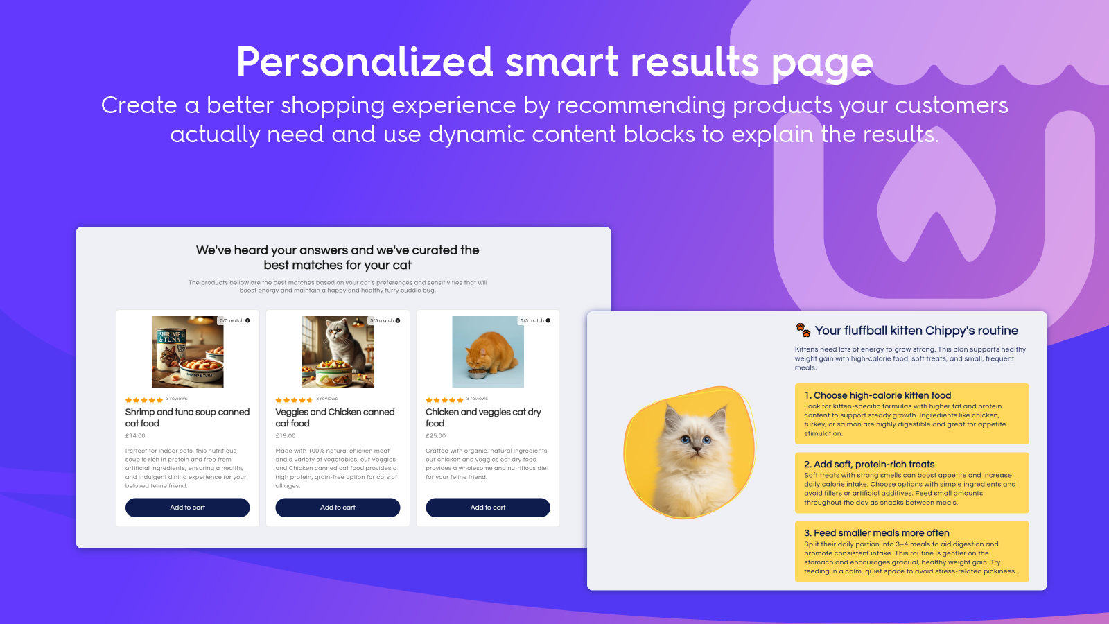 Personalized smart results page with dynamic block data