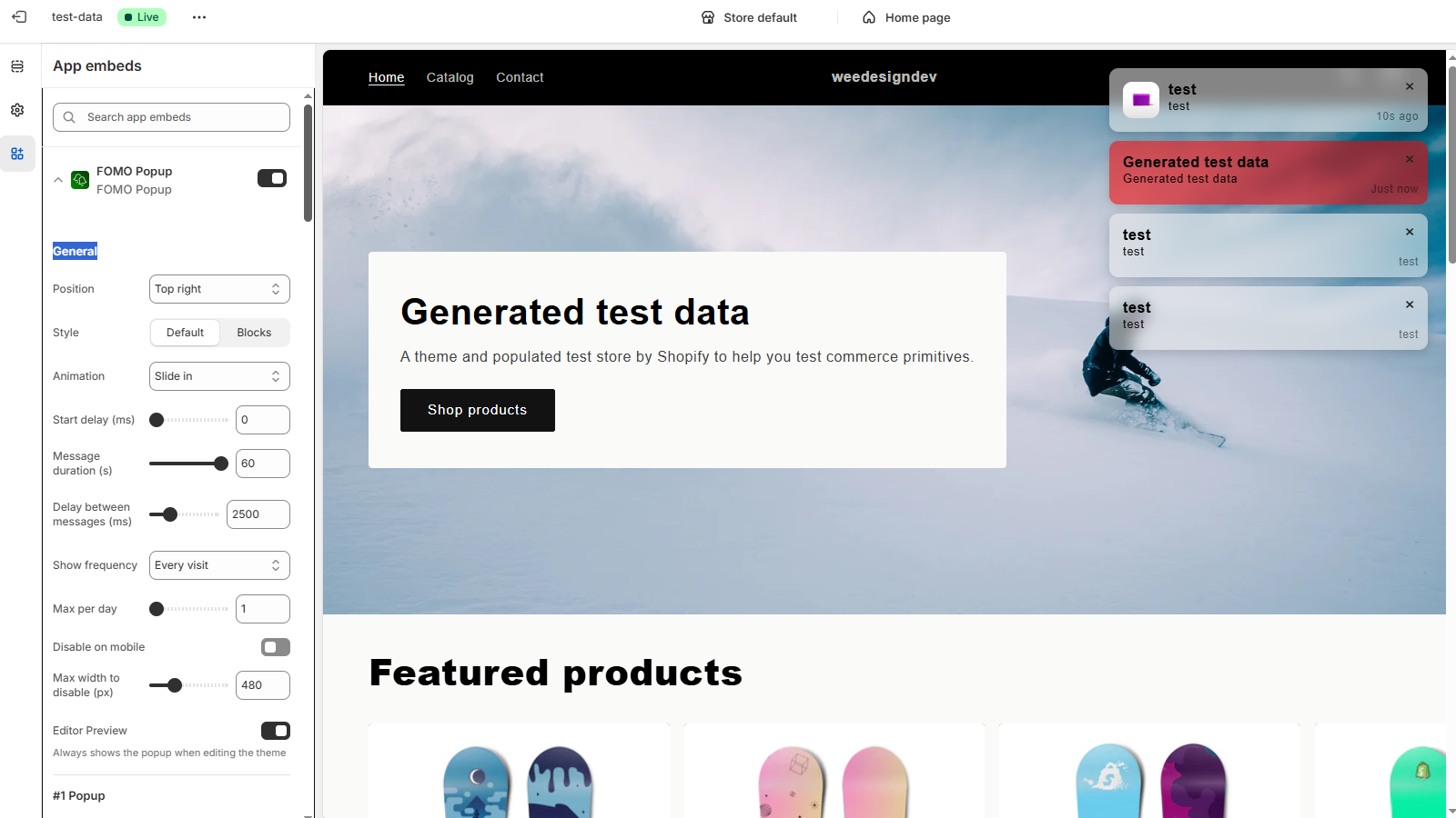firwood FOMO Pop-Ups - General settings