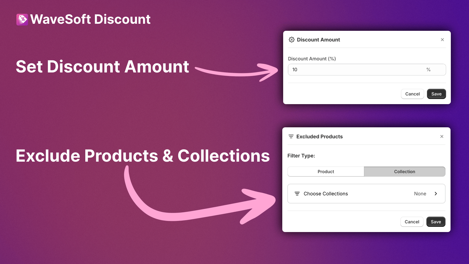 Set discount amount and exclude products
