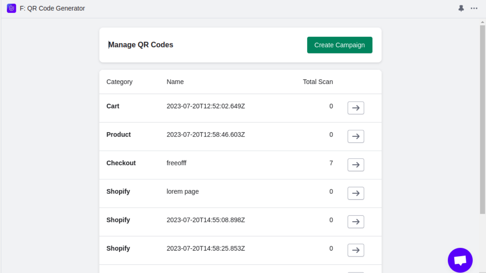 Manage all QR campaigns created qr code app QR Code Analytics