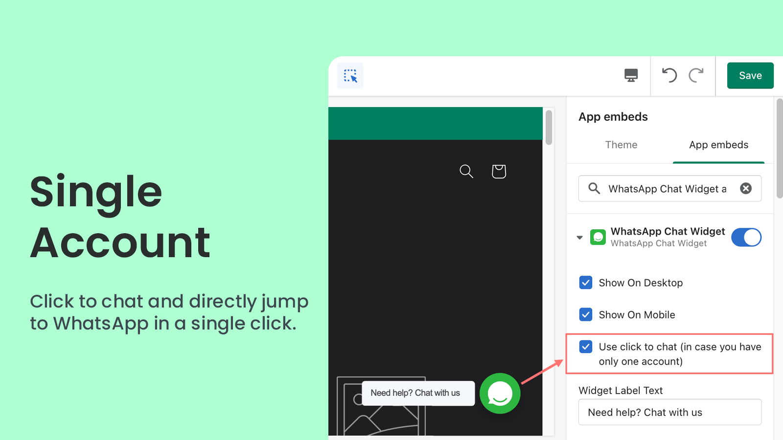 Ecommerce enhanced button to allow contact in a single click