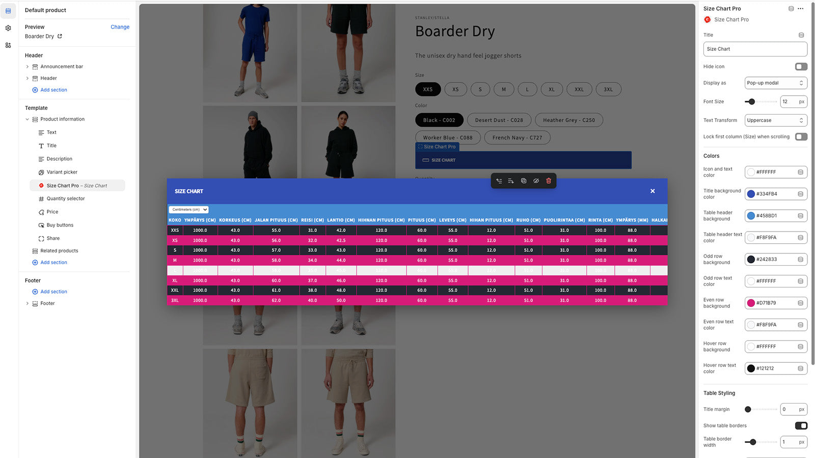 edit the look of every row