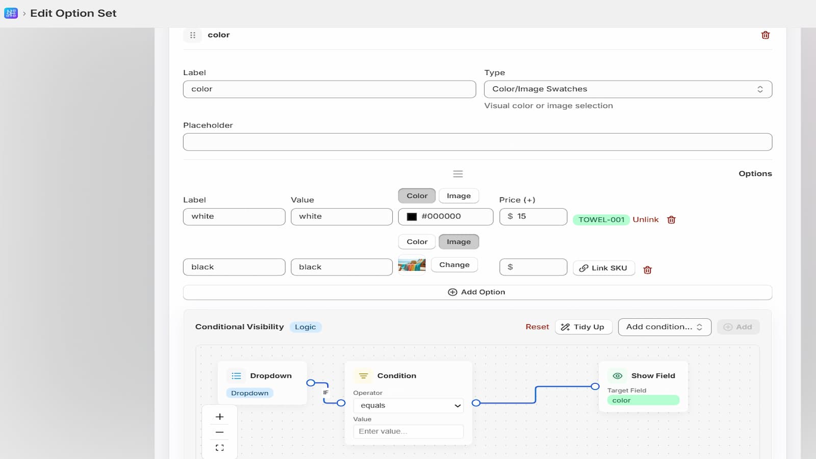 Option Set - native options
