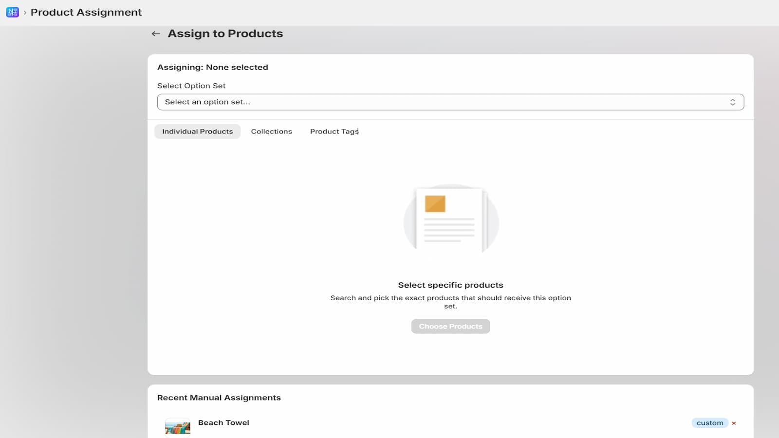 Assign an option set - native options