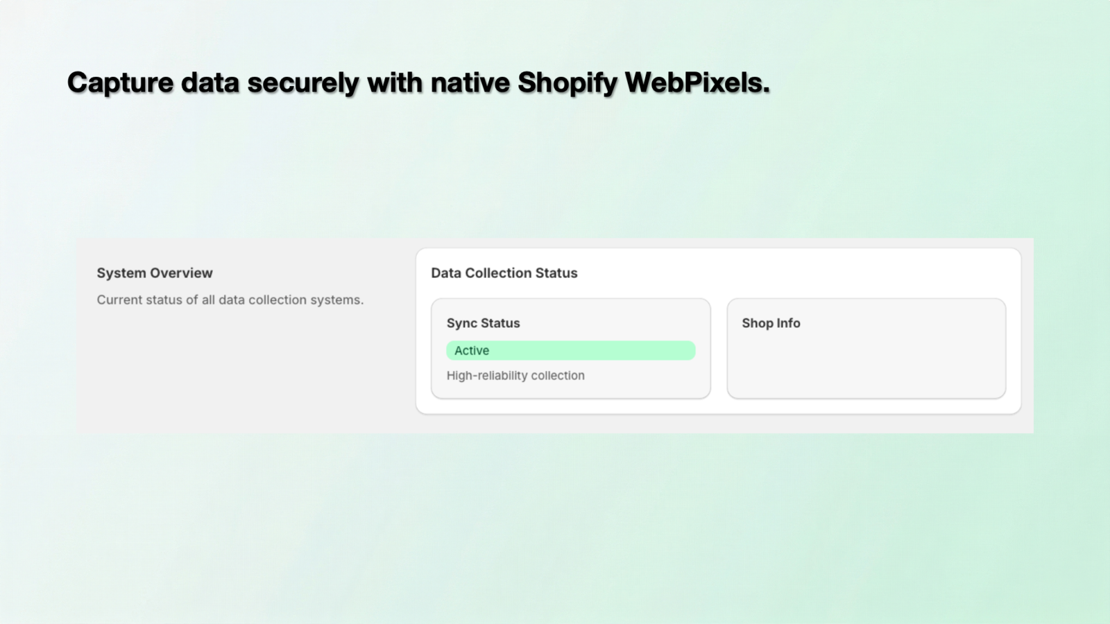 Capture data securely with native Web Pixel technology.