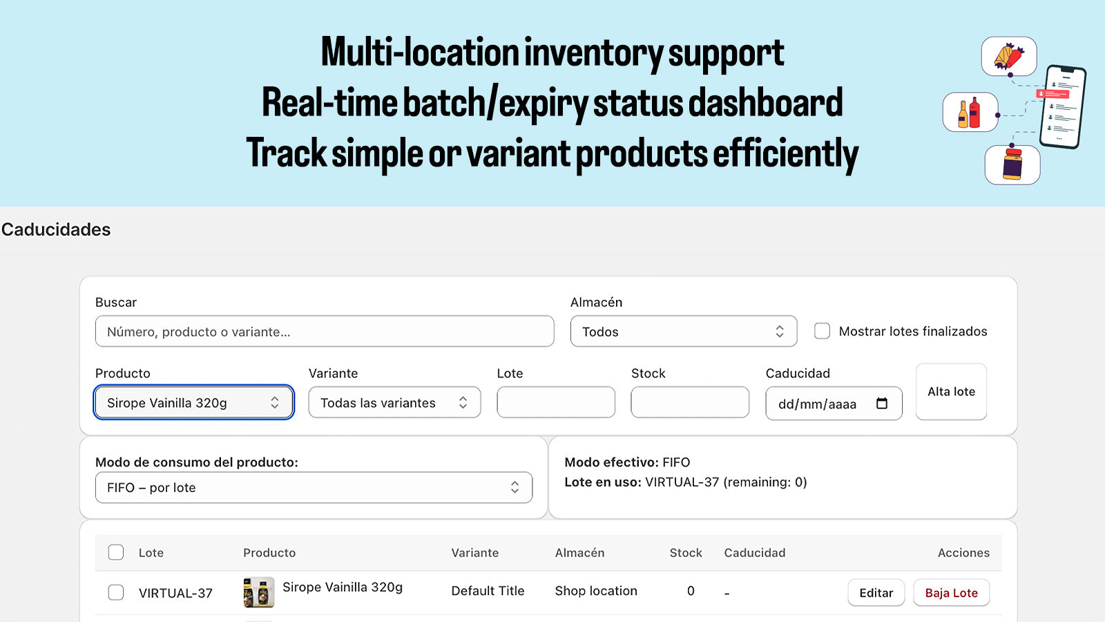 Full control of batches and traceability