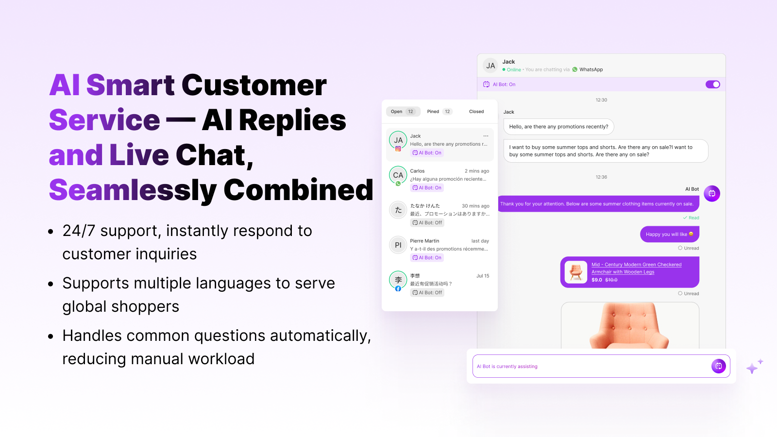 24/7multilingual AI-powered automates FAQs & boosts efficiency