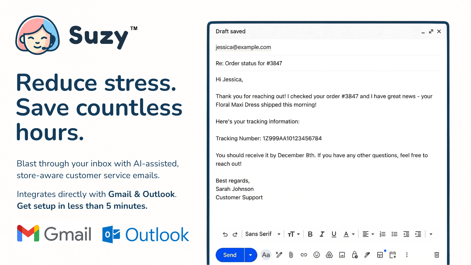 Save countless hours on customer service with ai-powered emails