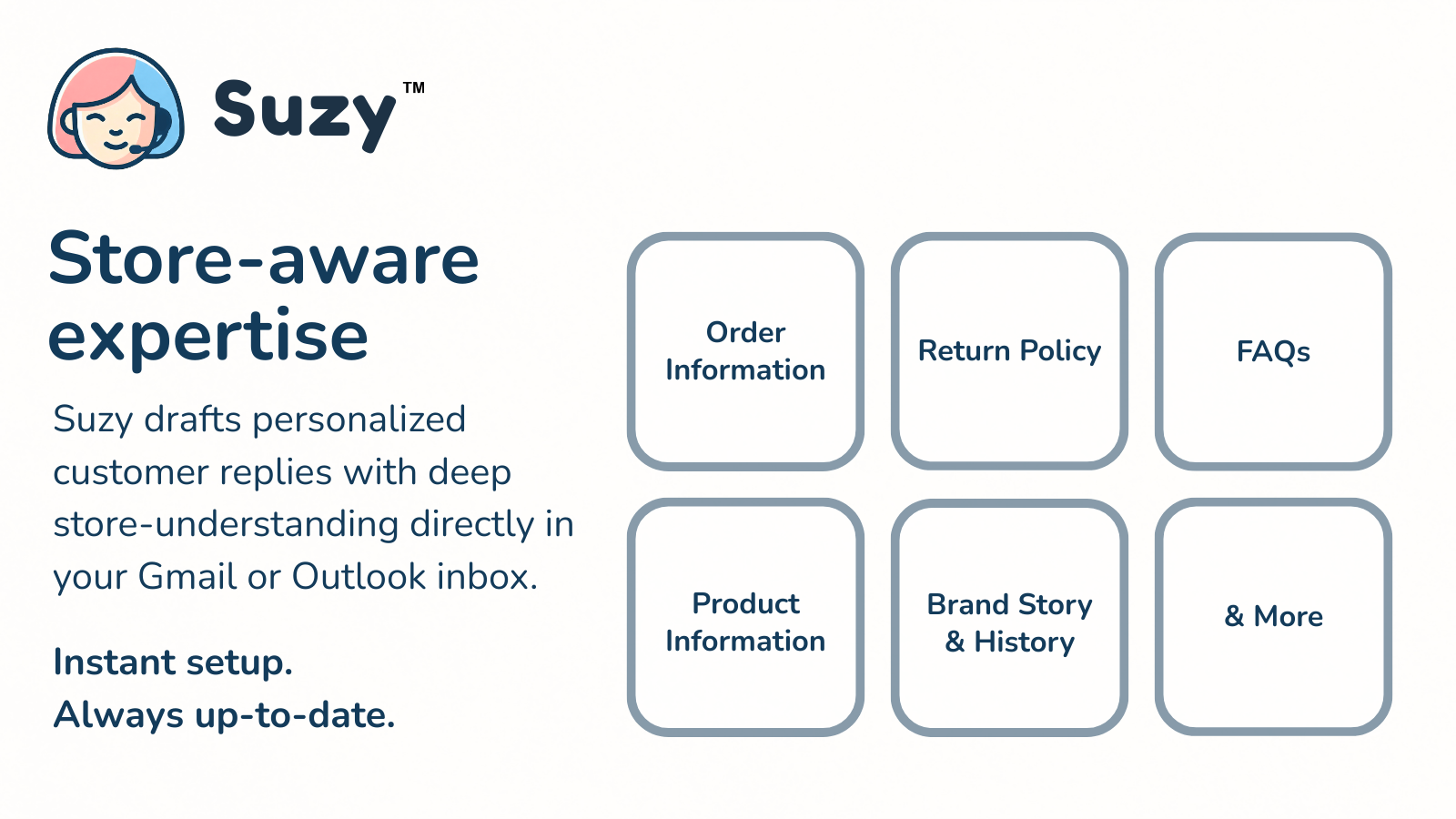 Store aware expertise - SuzyAI replies with relevant information