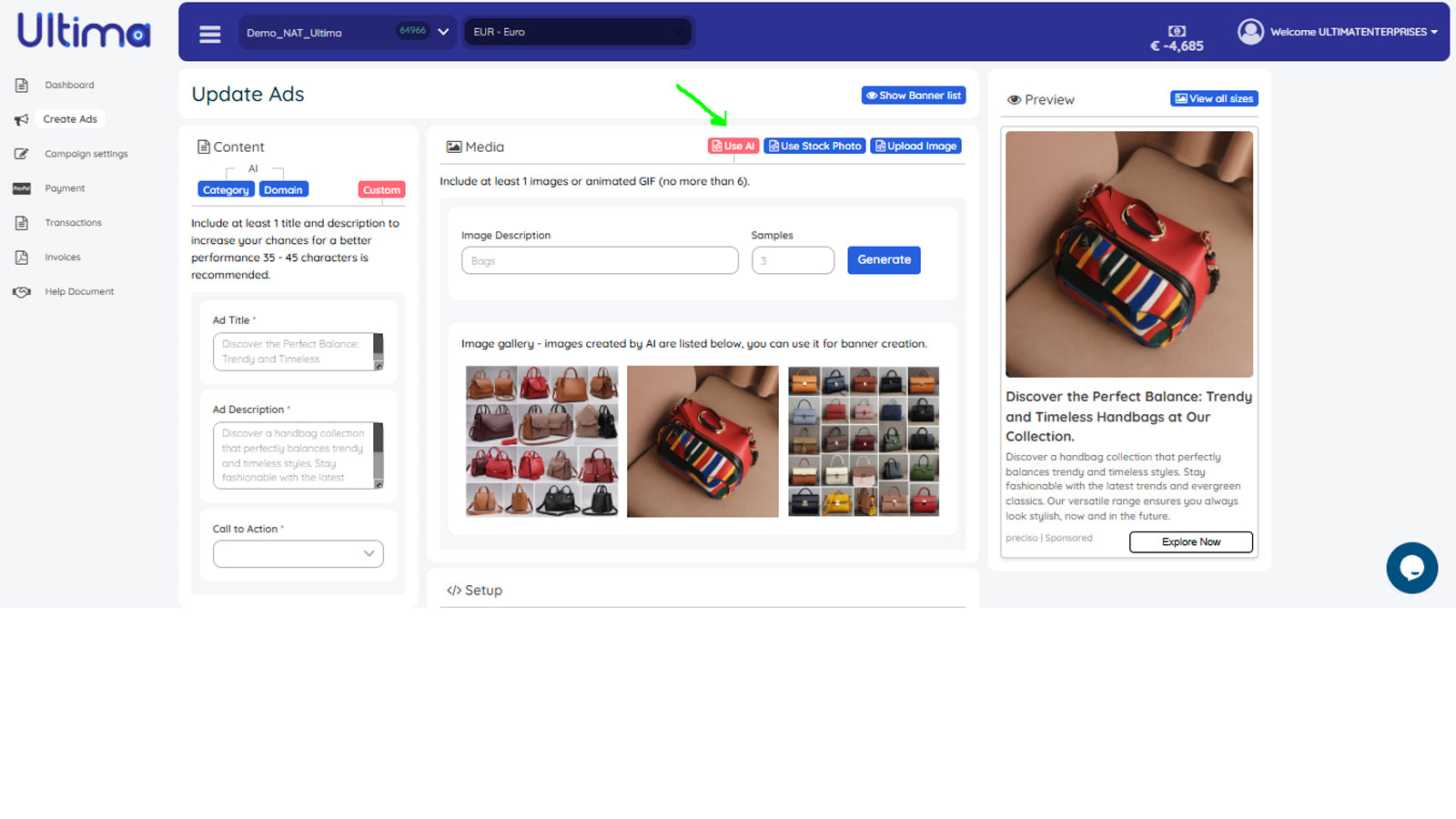 AI based Banner Creation