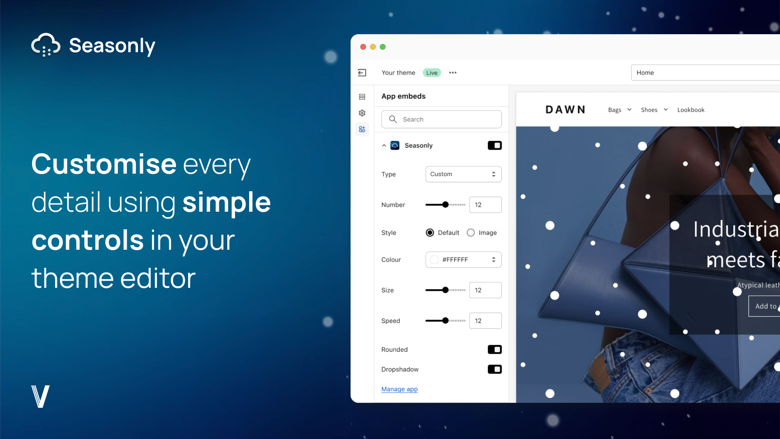 Customise every detail using simple controls in the theme editor