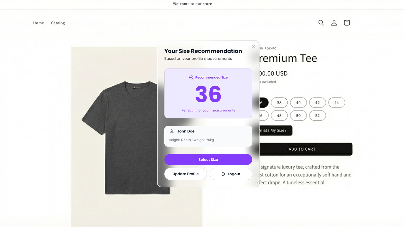 Size Recommender Pop-Up
