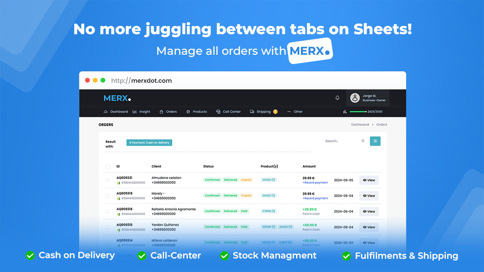 Orders, Stock management, and Customer  Relationships Made Simpl