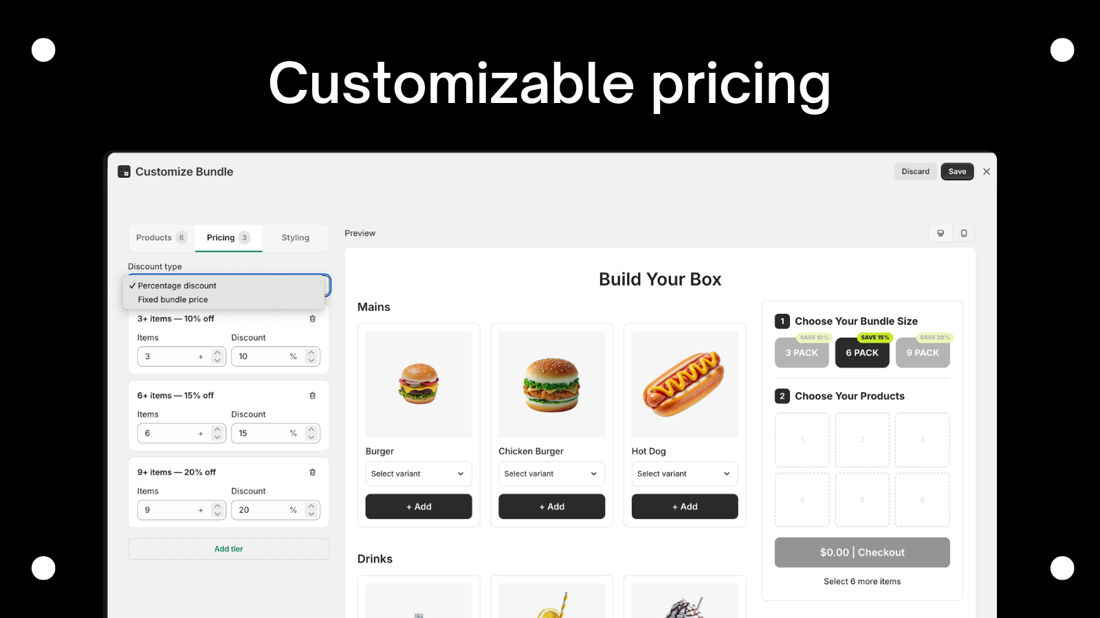 Customizable pricing