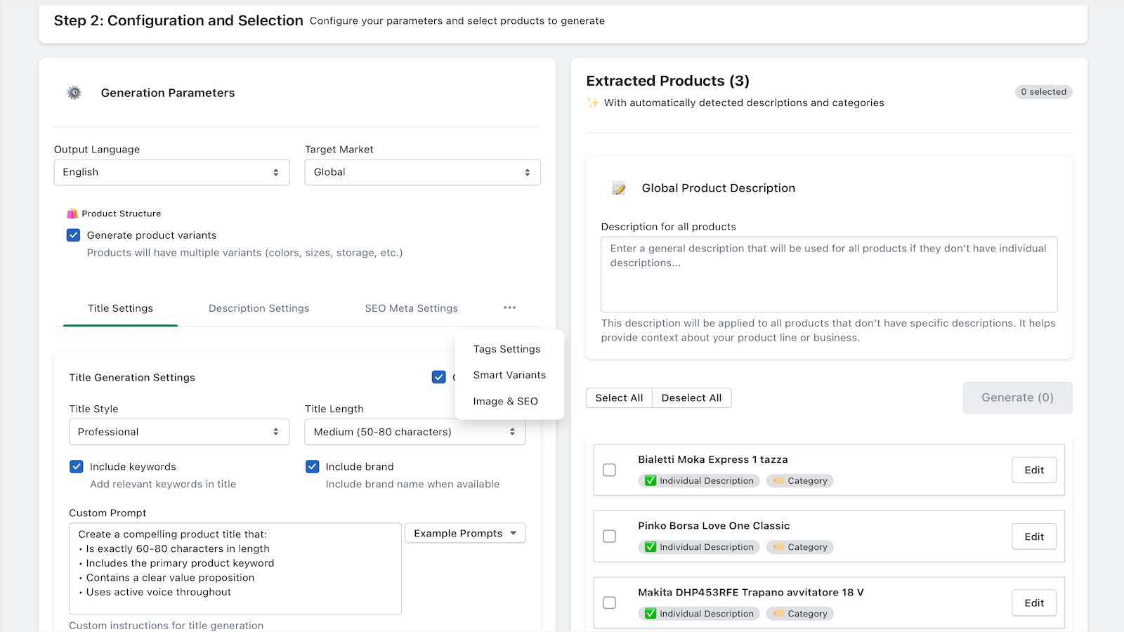 Generate product datas and SEO in any languages