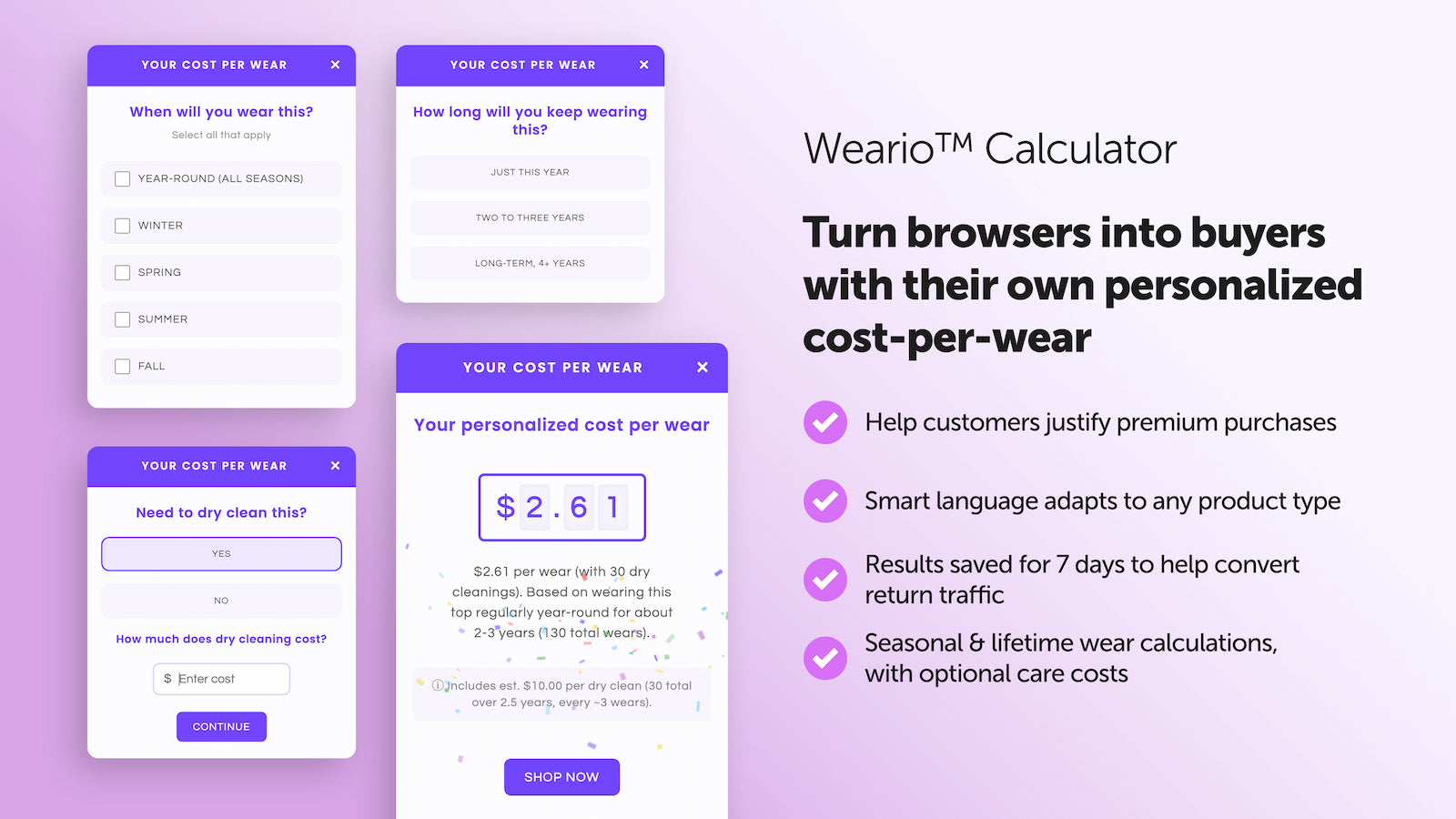 Turn browsers into buyers with the Weario calculator popup