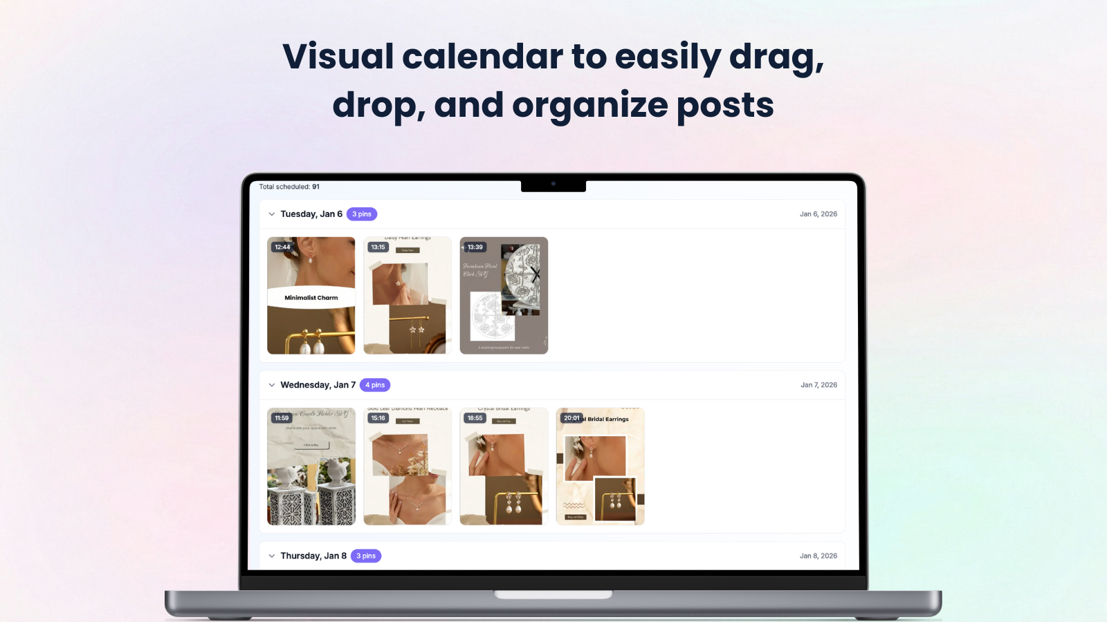 Design Instantly visual calendar for scheduling social posts
