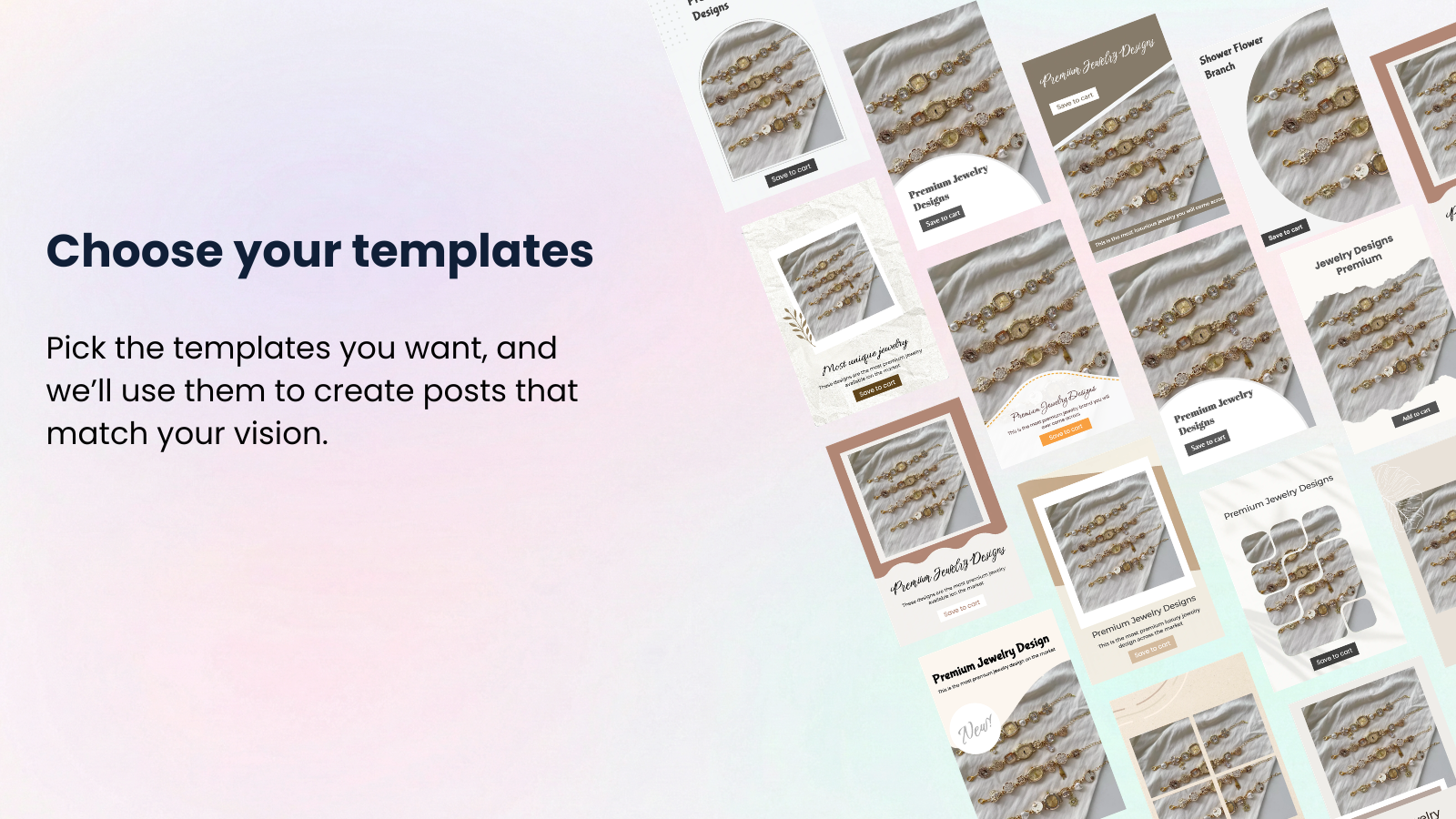 Design Instantly template selection for social post designs