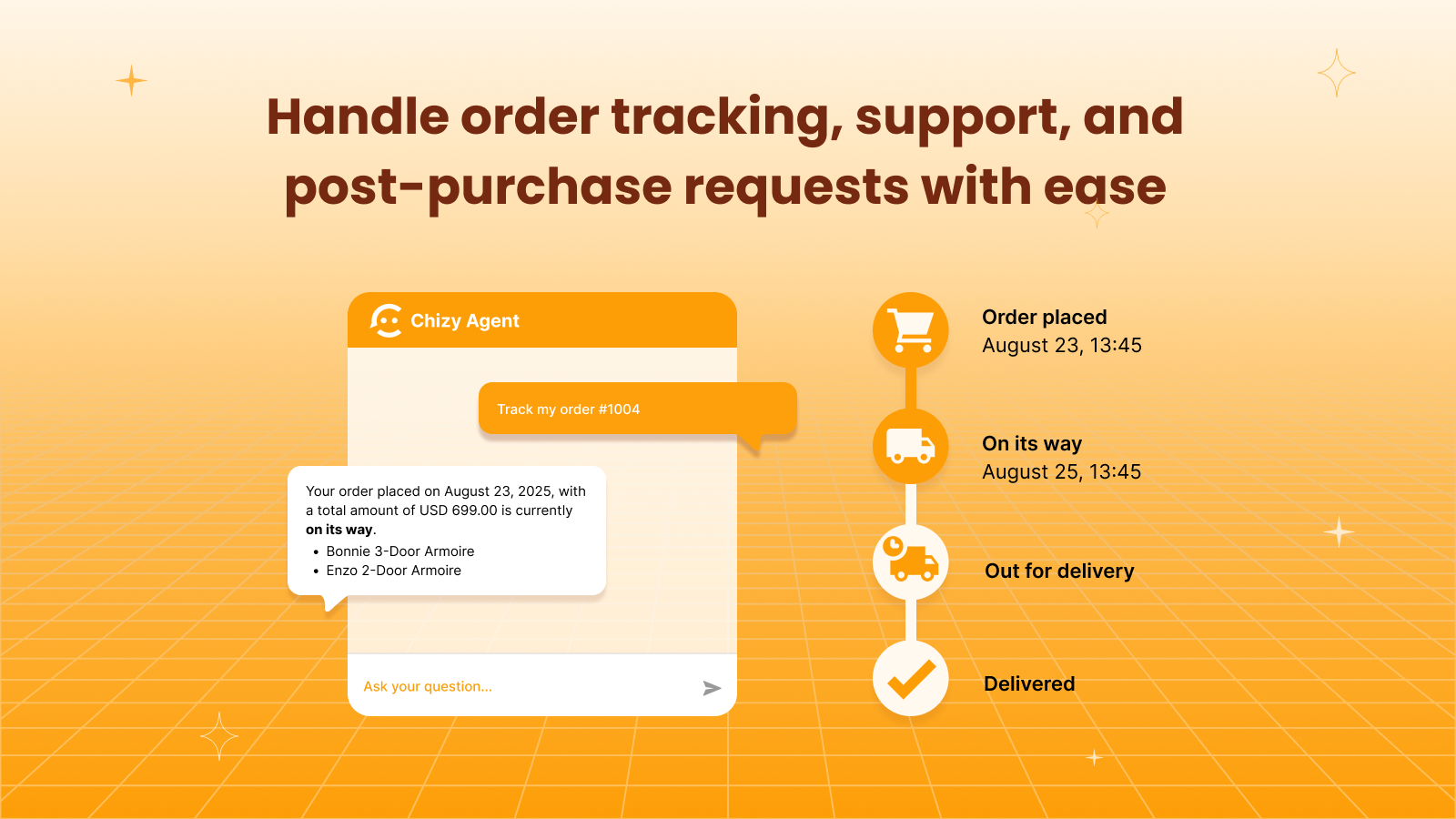 Handle order tracking, support, and post-purchase requests with 
