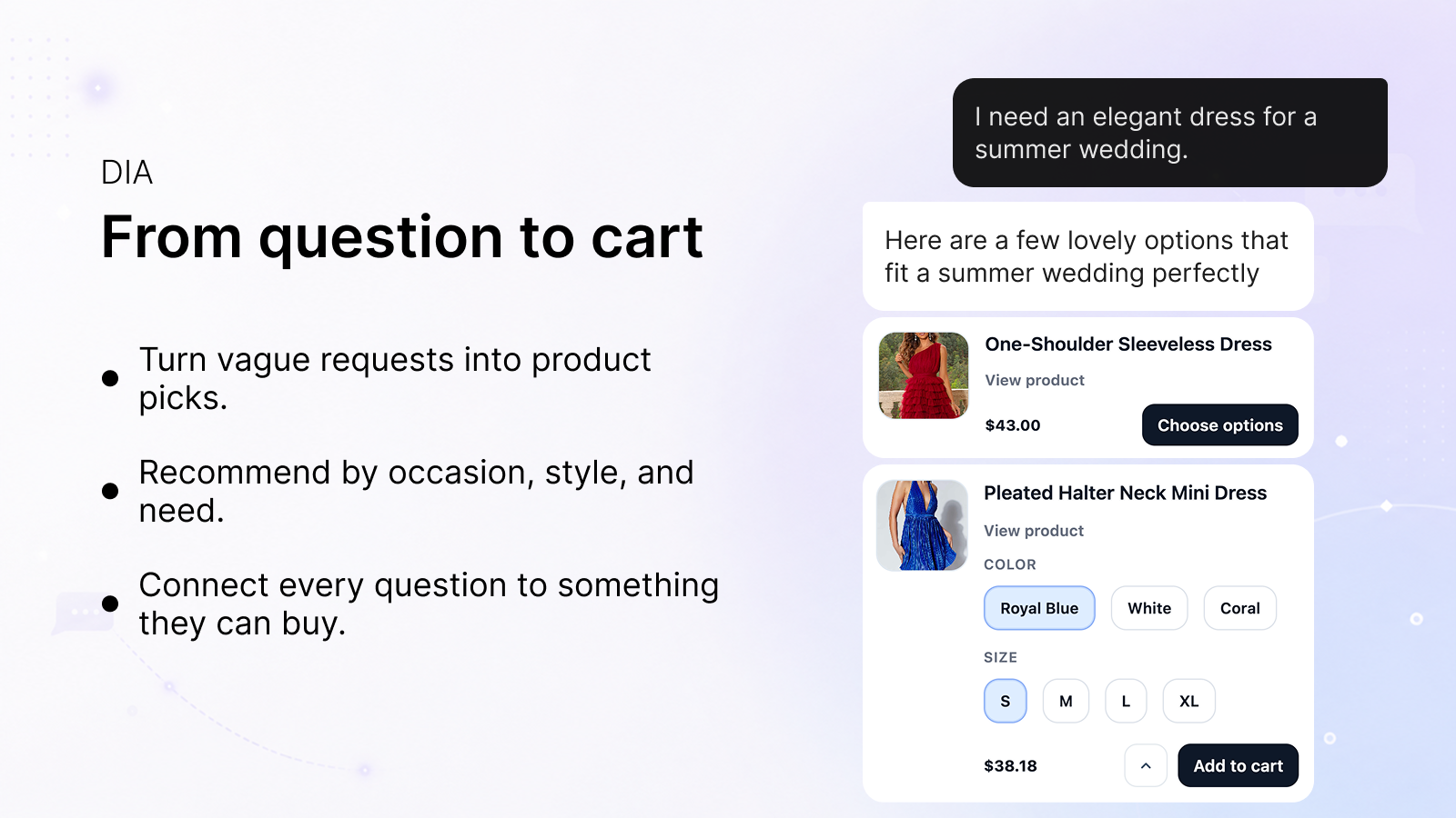 Dia AI Chatbot helps you sell more by recommending products