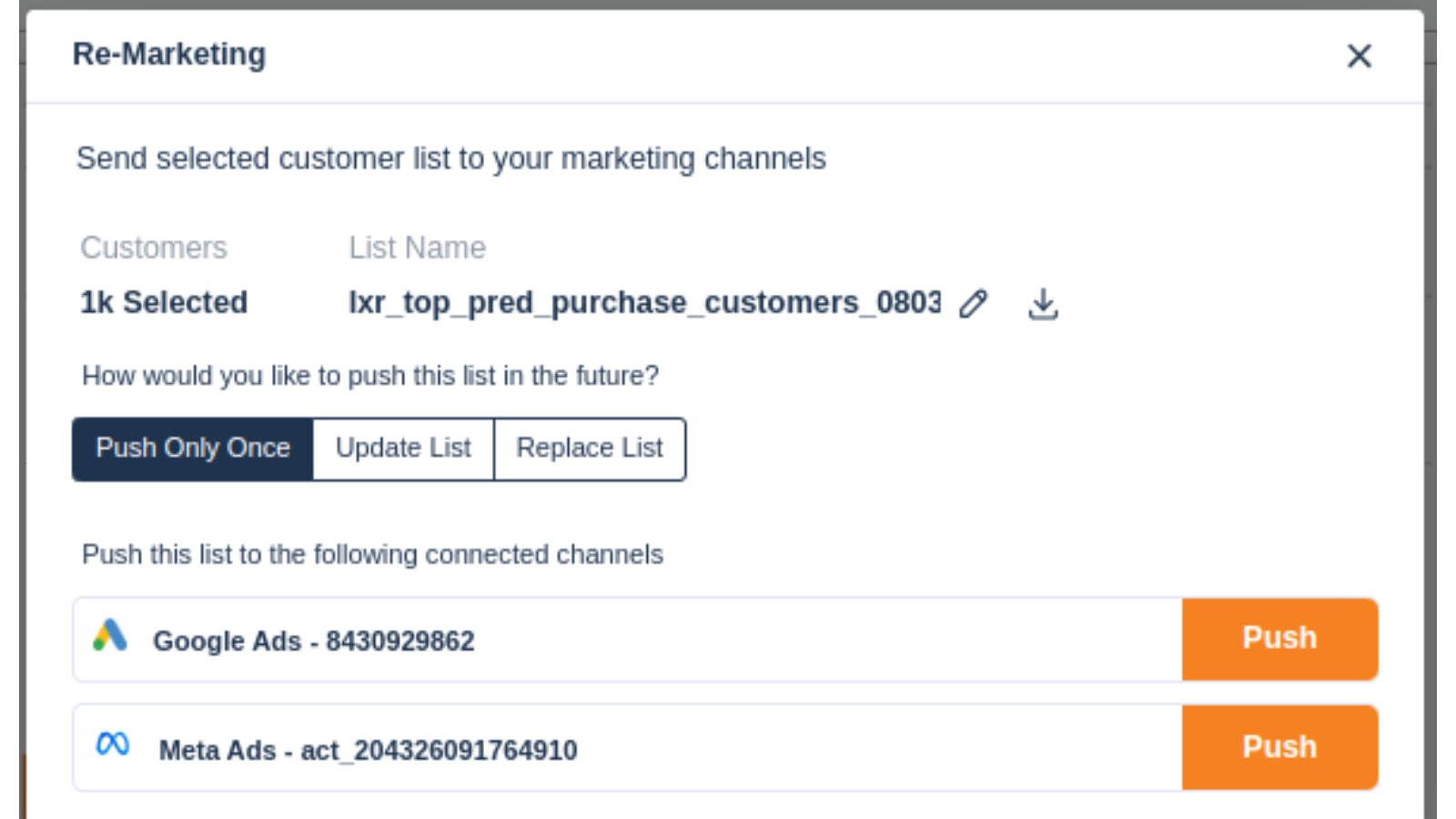 One-Click Remarketing