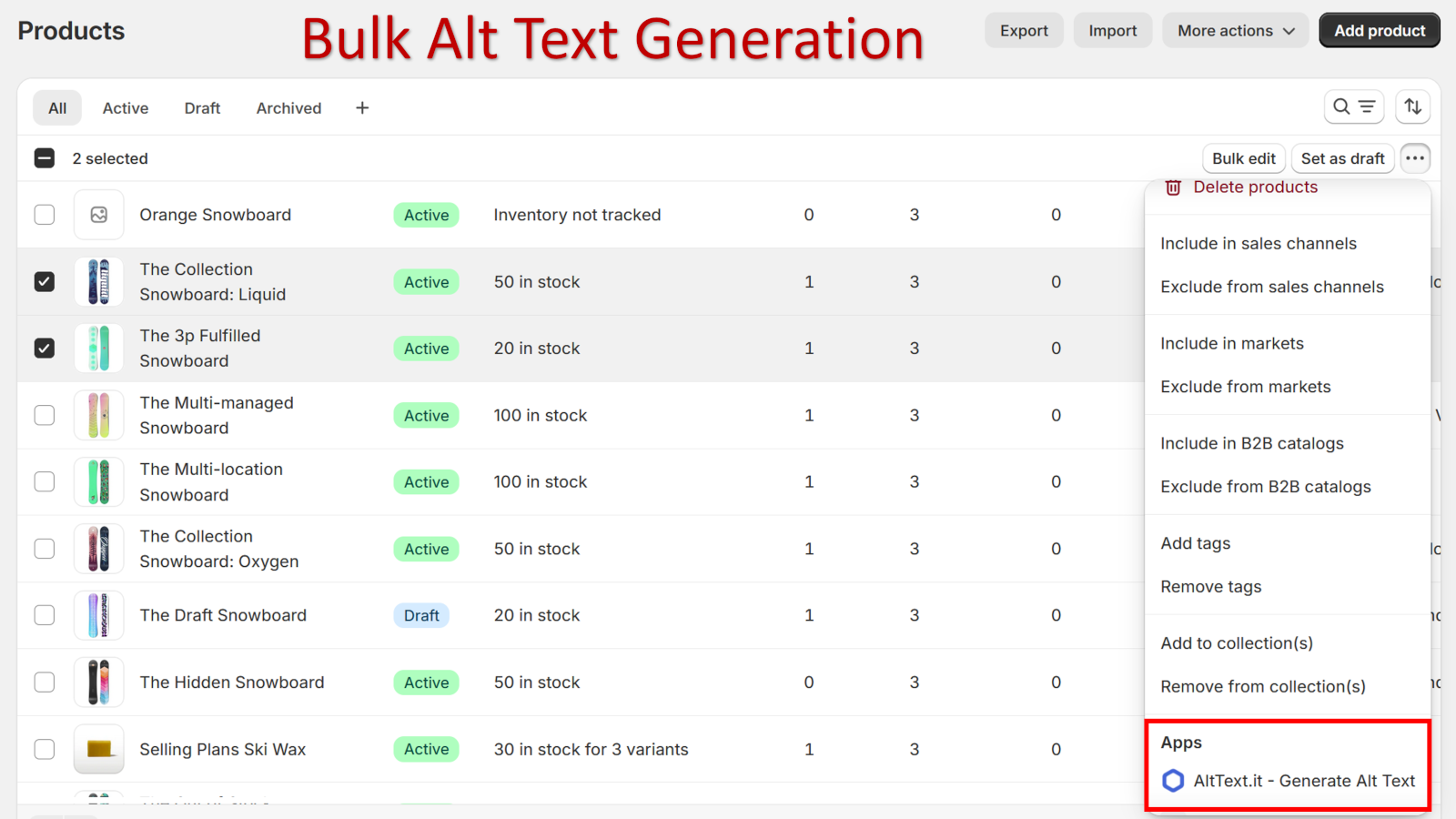Bulk Alt Text Generation For Products