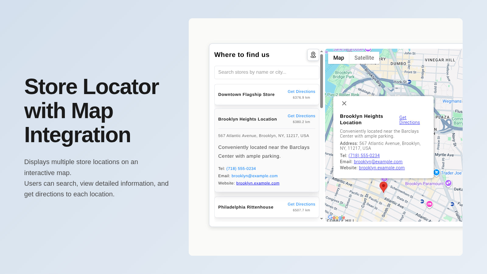 Store locator with map integration