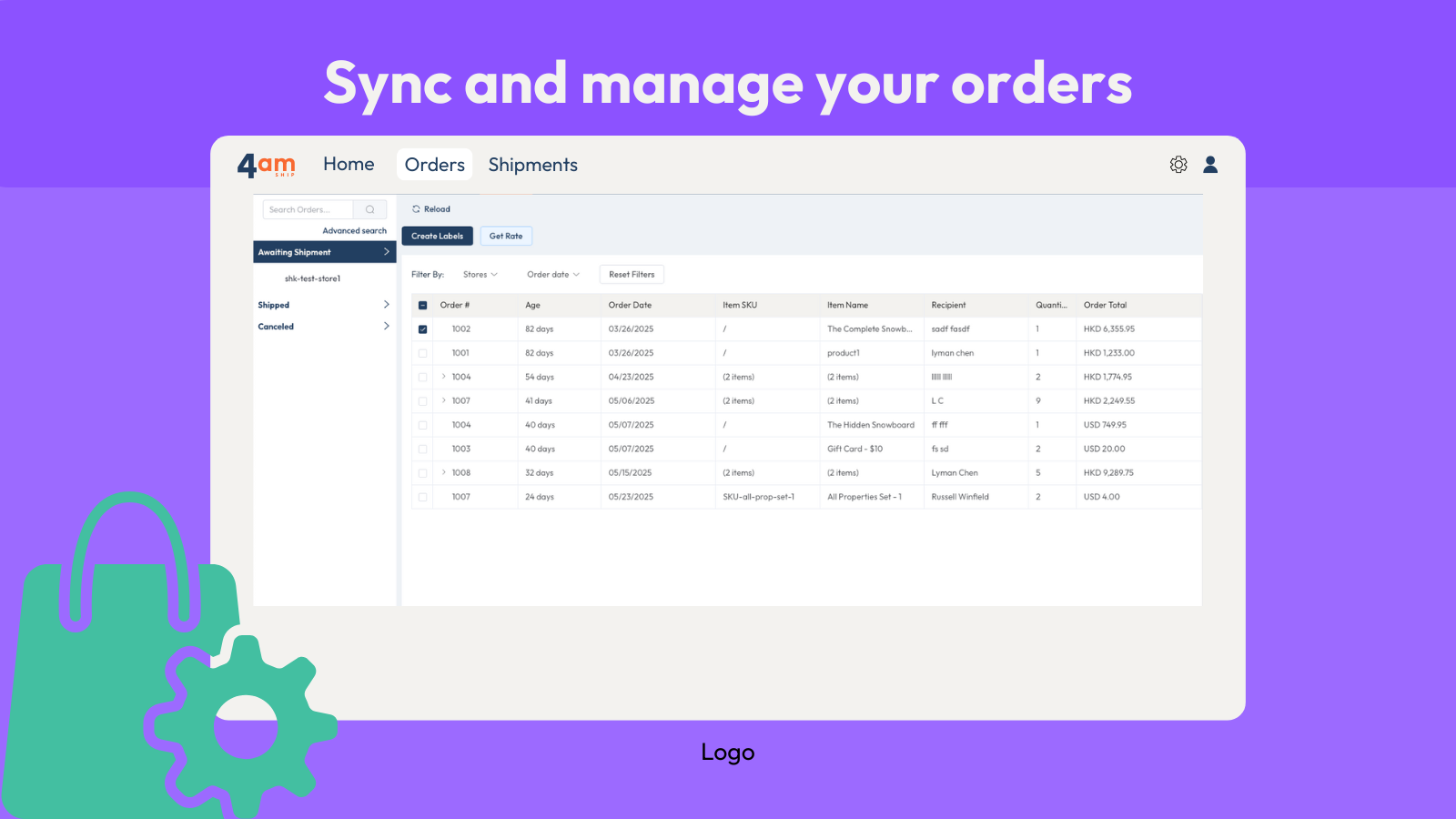 sync and manage orders